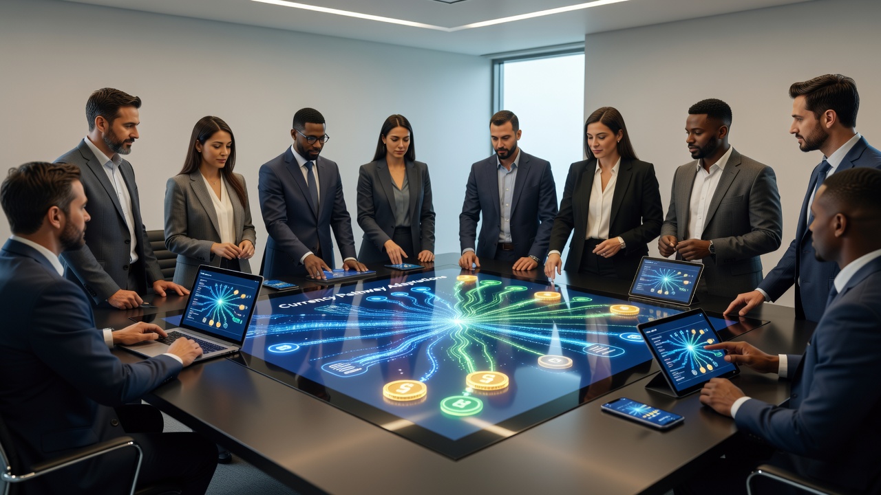 Live dealer table interface with multi-device reward pathway indicators and crypto transaction flows