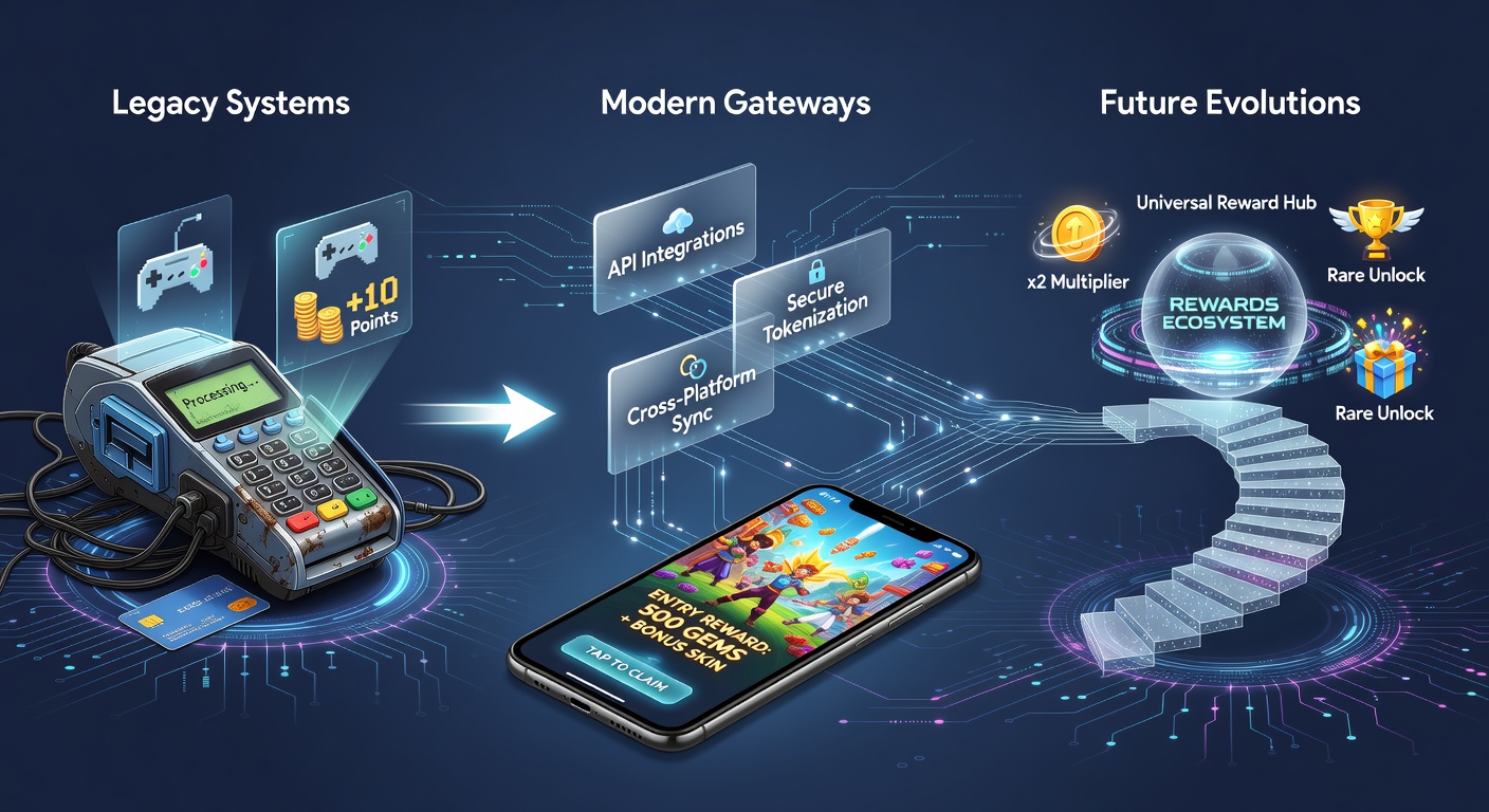 Smartphone displaying evolving payment gateway interfaces for mobile gaming rewards
