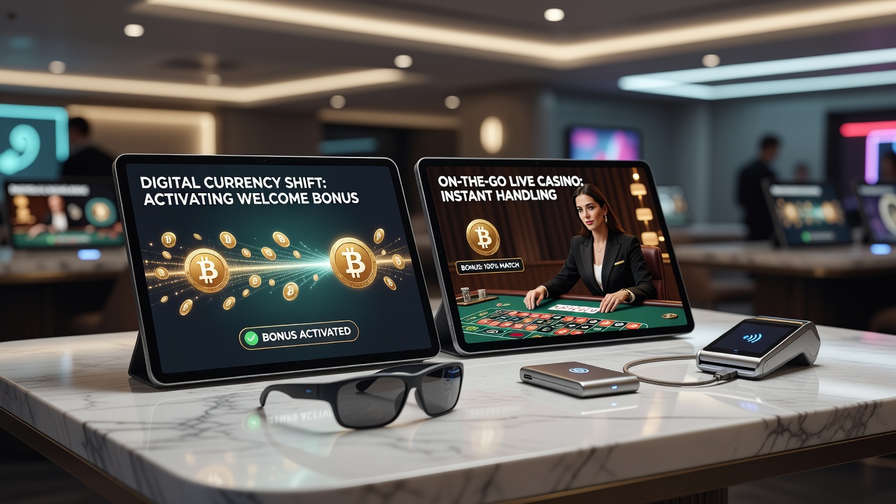 Smartphone screen showing live dealer table with active cryptocurrency bonus balance