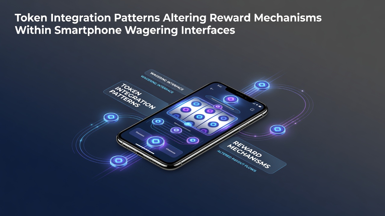 Smartphone screen displaying integrated token rewards in a mobile wagering app interface with digital currency icons and progress trackers